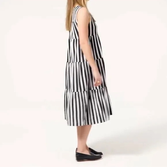 J.Crew Women's Tiered Tank Midi Dress in Navy Stripe Size S - Picture 4 of 11